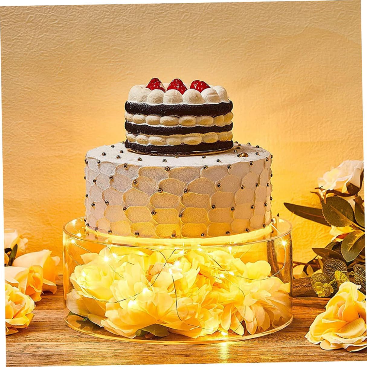 NUOBESTY 2Pcs Transparent Round Acrylic Cake Stand Fillable Display Holder for Cupcakes Desserts Snacks Lightweight Food Display Rack for Weddings Birthdays Tea Parties Banquets