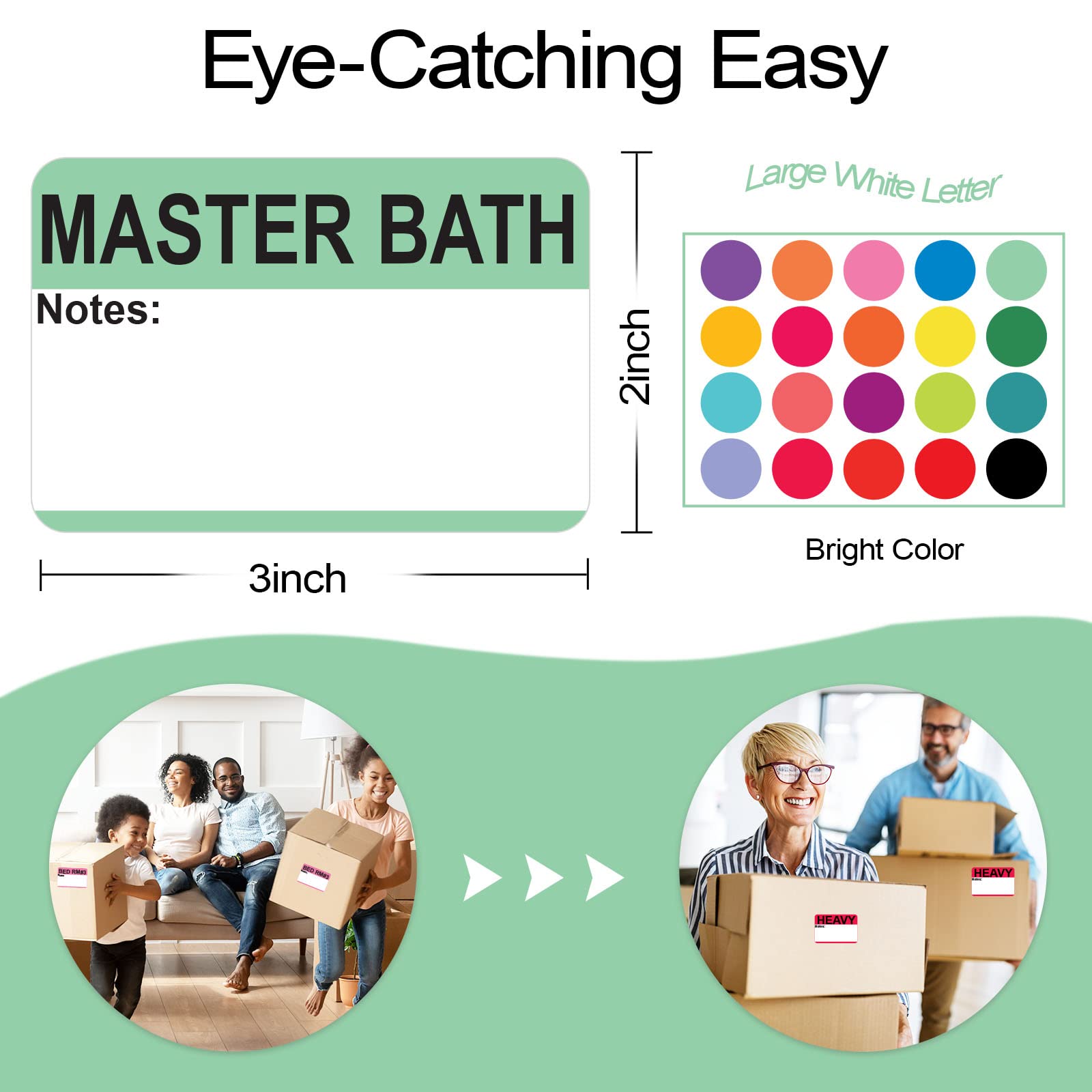 60Pcs 4.2x9cm Large Home Moving Labels For Apartment Moving, 6 Different Color Coded Packing - View #4