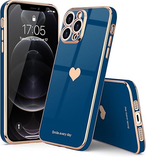 Miniatura 7 de Teageo Funda compatible con iPhone 12 Pro para niñas y mujeres, lindo diseño de corazón de amor, cubierta trasera suave, protección de cámara