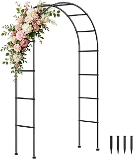 SUNLPH Thickness Metal Garden Arch Trellis for Climbing Plants, Rustproof, Black, 4.6x8.2 or 7.2x6.9 Ft, Wedding Arbor Archway for Bridal Party Flower Decoration