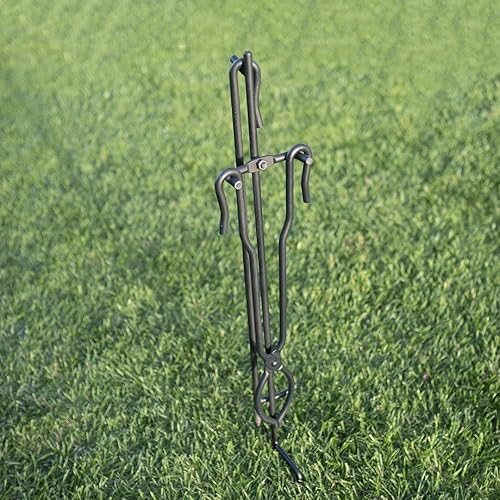 Miniatura 3 de Blue Sky Outdoor Living Juego de pinzas y póquer de acero con soporte, paquete de accesorios para hogueras de 3 piezas con póker, pinzas y soporte,