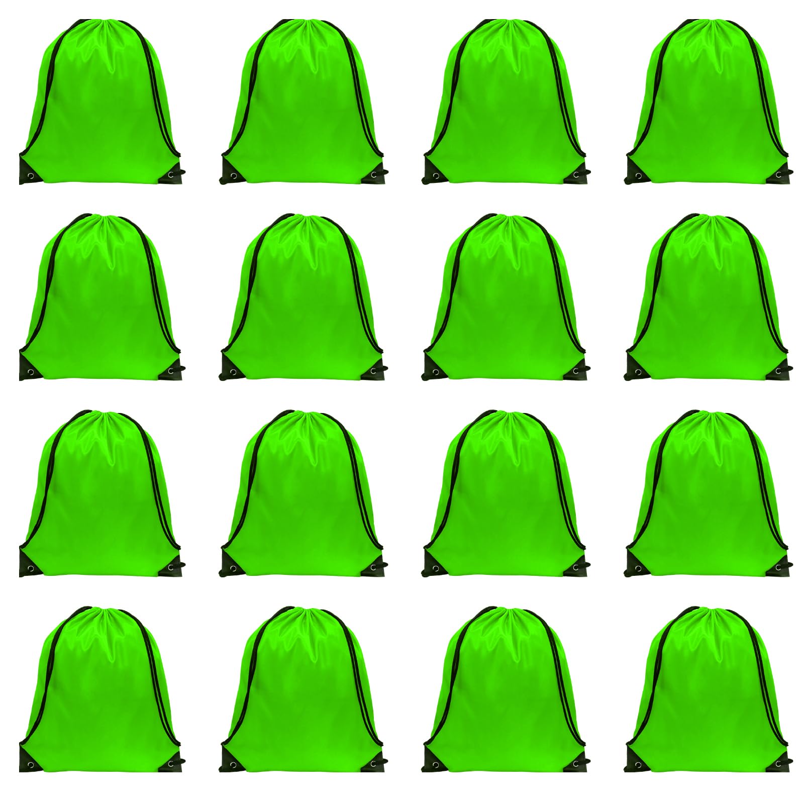 GoodtoU Drawstring Bags, Nylon Backpacks with Drawstring for Sport, Traveling, Team (Green, 16Pcs)