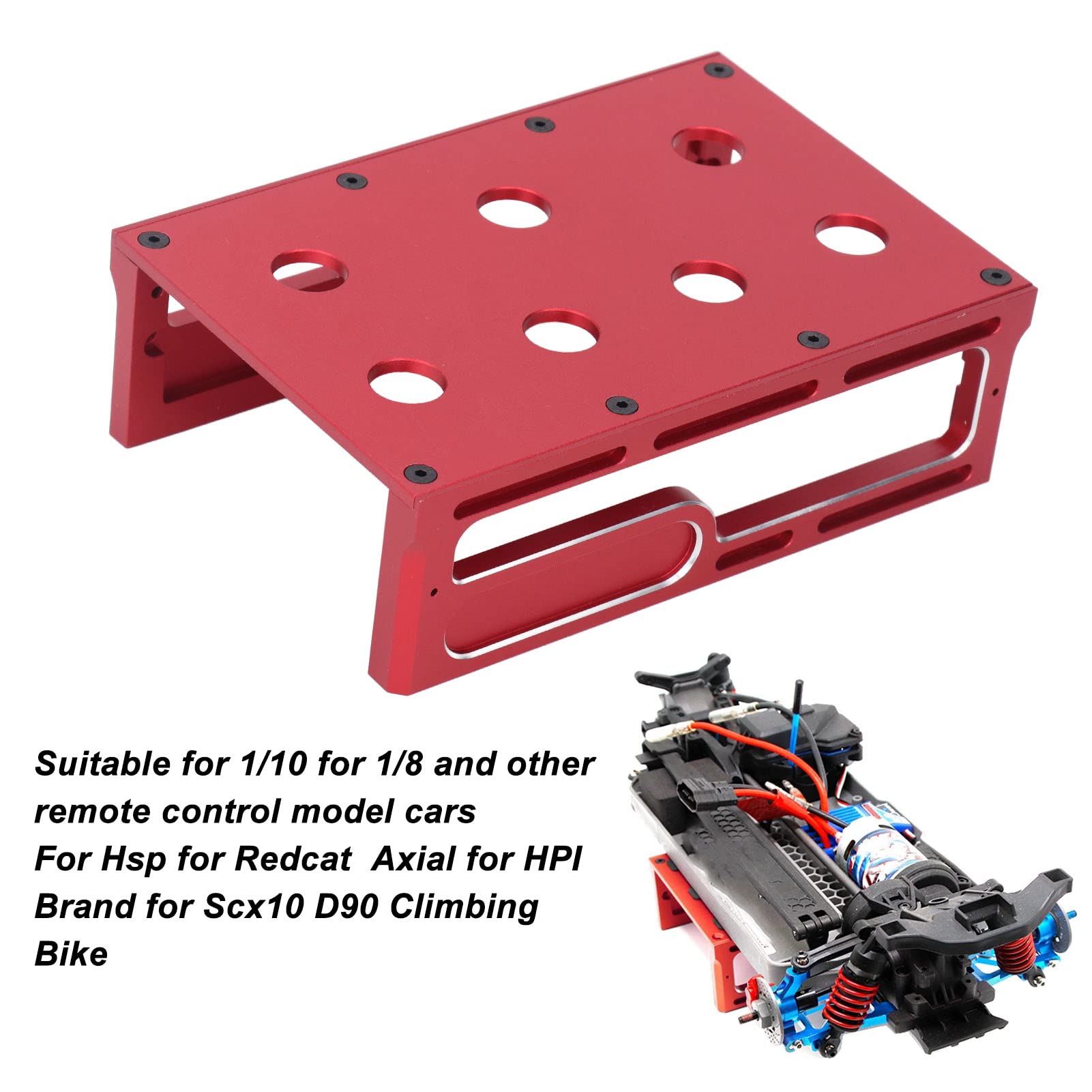 RC Car Repair Work Stand – Aluminum Alloy Stand For 1/8 & 1/10 Scale RC Trucks, Red