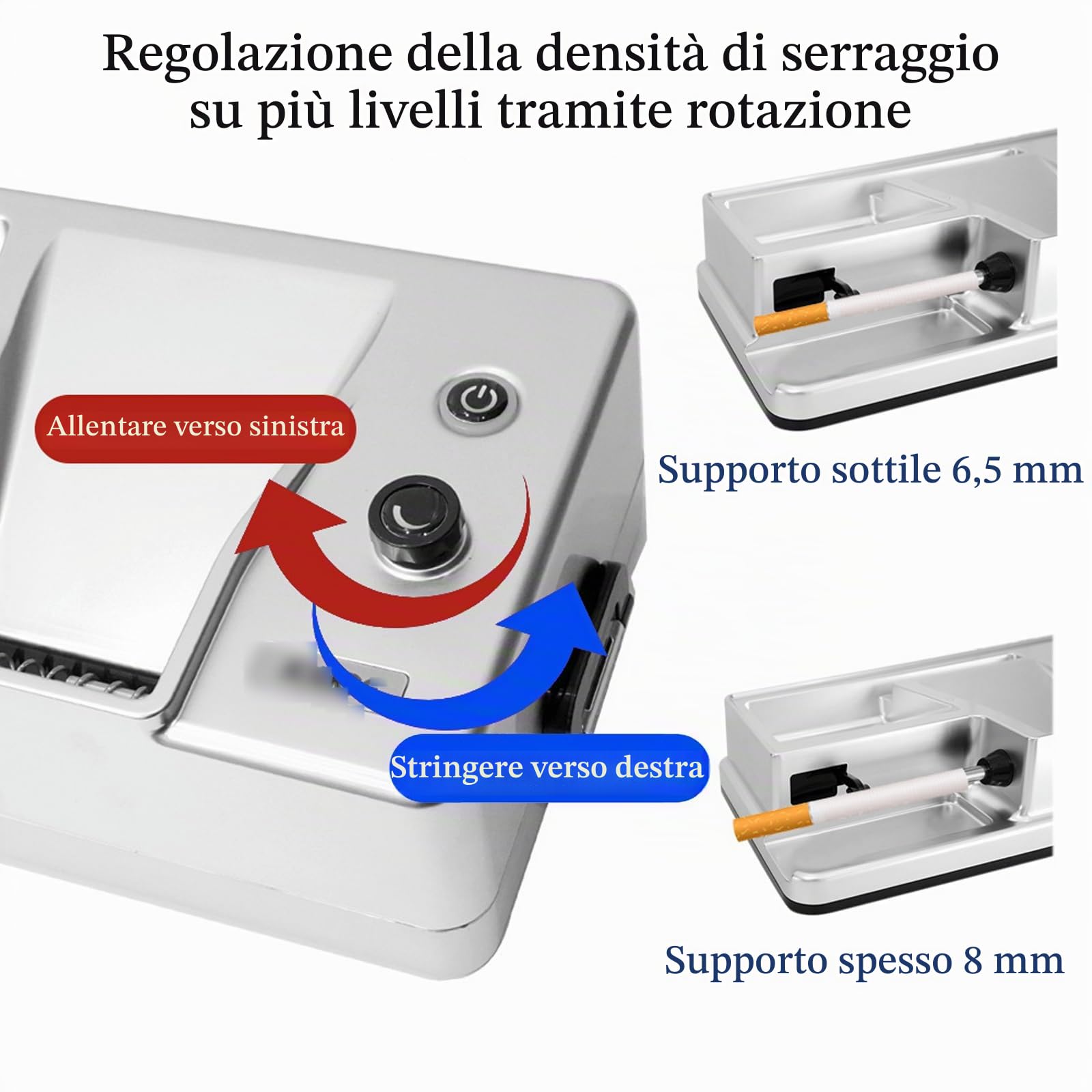 Macchinetta Elettrica Automatica per Sigarette,Automatico Della Sigaretta Del Rullo Del Tabacco Delle Macchine di Riempimento Della,8 mm/6,5 mm Doppio Uso,Infrarossi,Design Ricaricabile(Color:Black)