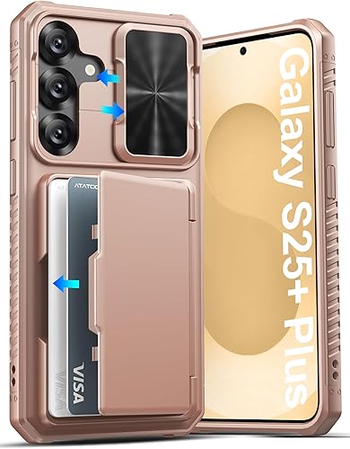 Miniatura 33 de ATATOO Funda para Samsung Galaxy S25 FE, tarjetero integrado (3-5 tarjetas) y cubierta de cámara deslizante y bloqueo RFID, protección de grado