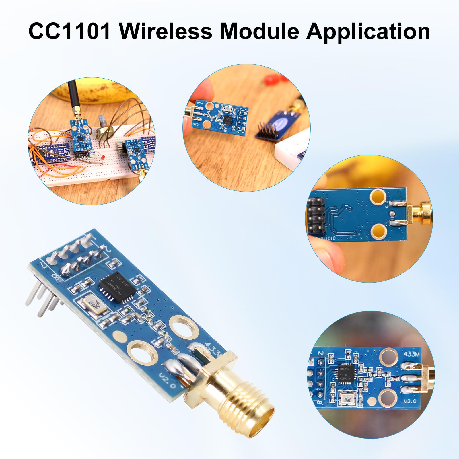 CC1101 radio Modulo AYWHP 2PCS 433MHz modulo wireless CC1101 con connettore antenna SMA 1.9-3.6V DC compatibile con Arduino
