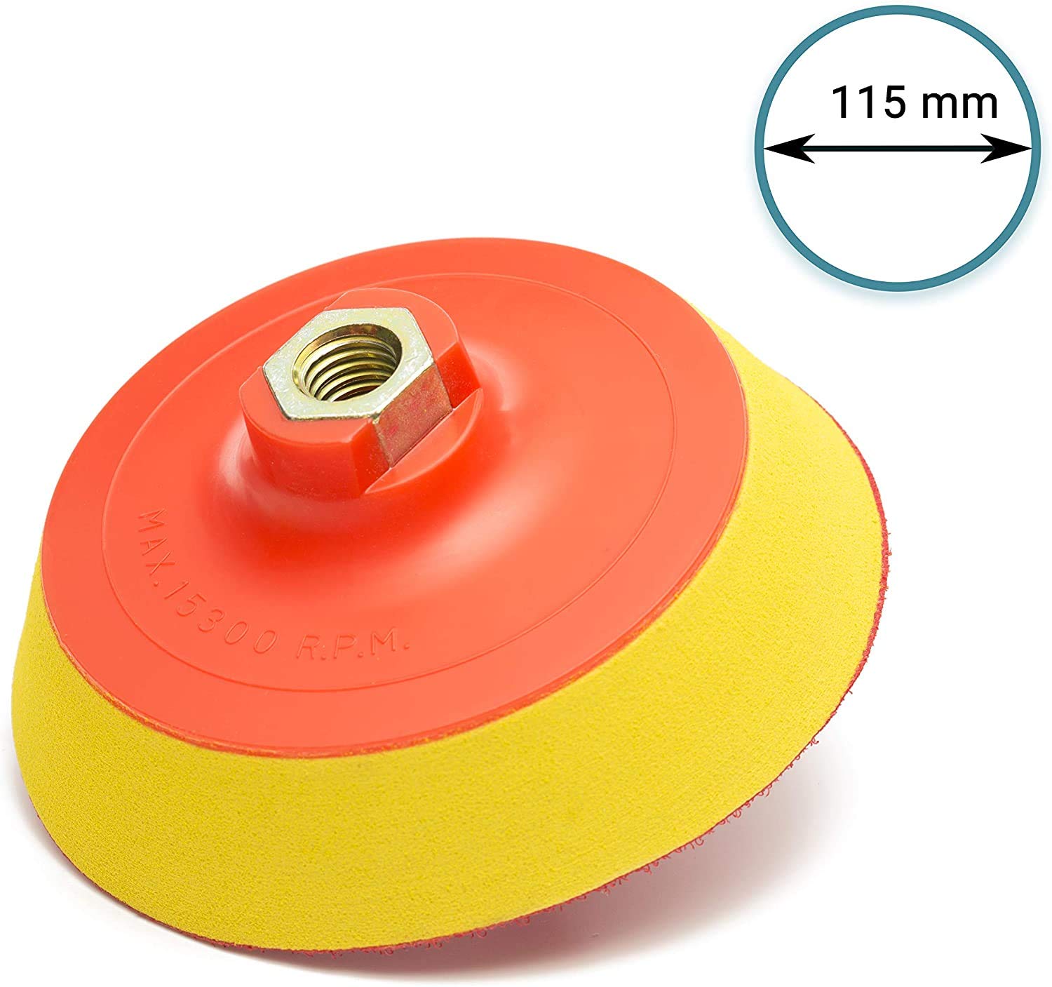 Glass Polish - Cuscinetto da Smerigliatura, per Lucidare, con Rivestimento in Gancio e anello, 115 Mm