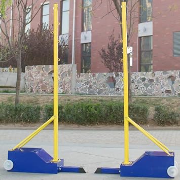 Portable Move Volleyball Net Stand, Heavy Duty Badminton Net Rack with Poles and Fillable Base, Indoor Outdoor Volleyball Poles for Garden, Sports Field