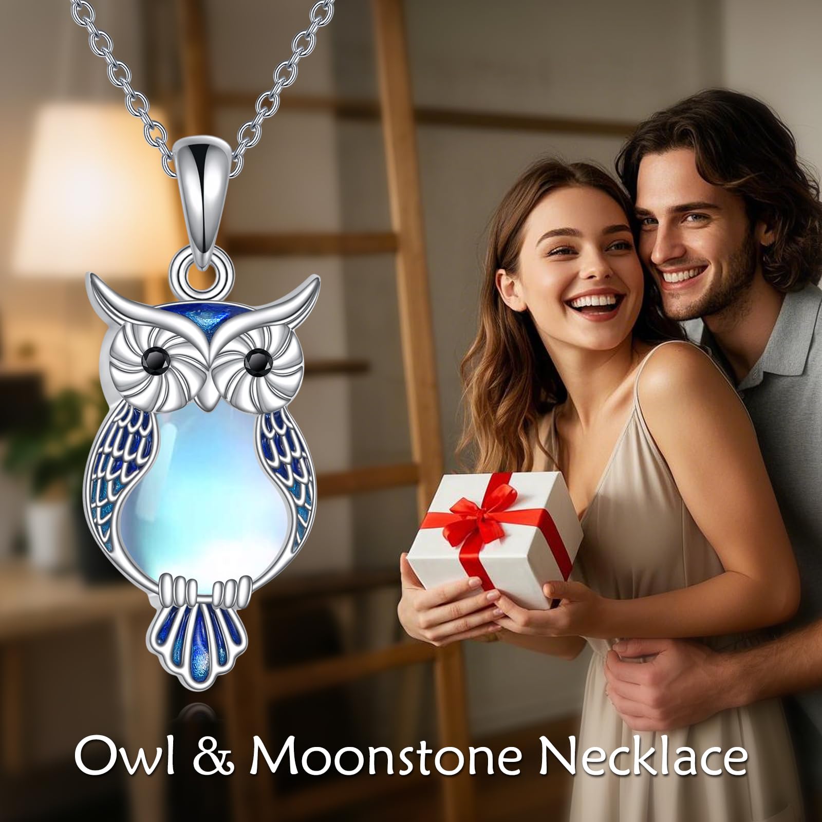 YFN Collana con animali con pietra di luna in argento Sterling con simpatici animali regalo per le donne