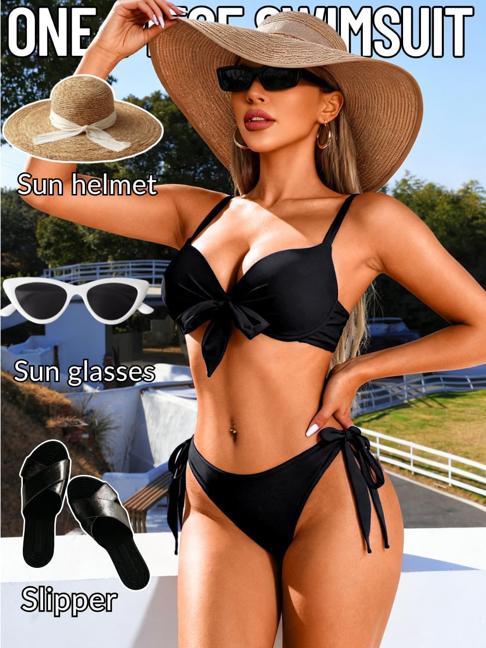 EHSUYAB Sexy Women Push Up Underwire Bikini Sets, Side Tie Low Rise High Cut Two Piece Swimsuit, Cheeky Bathing Suit Vacation