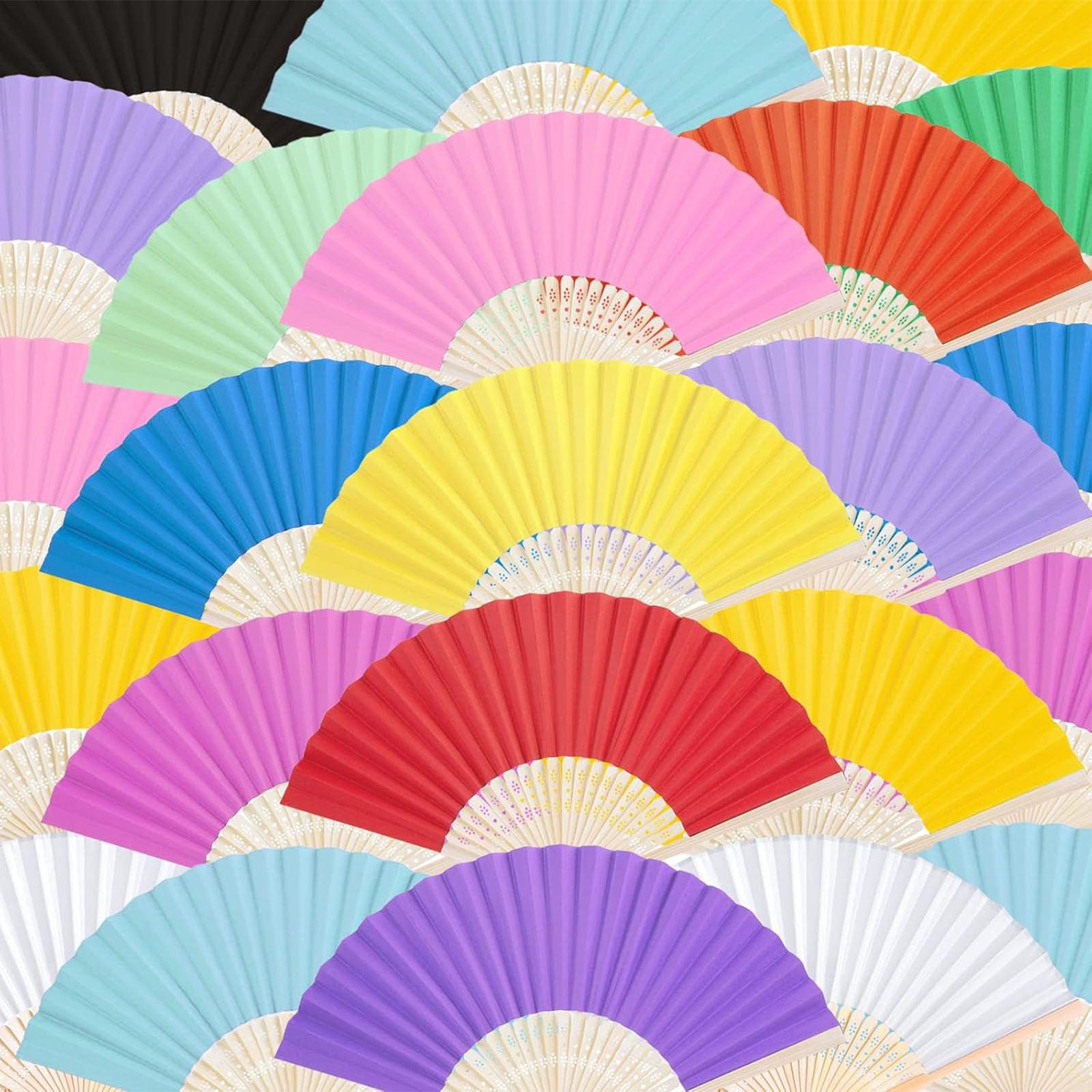 JOHOUSE 28 PCS 8.3 Inch Foldable Hand Fan, Multicolored Paper Fans Bulk for Wedding, Outdoor Party Favors, Bridal Shower & DIY Party Decorations