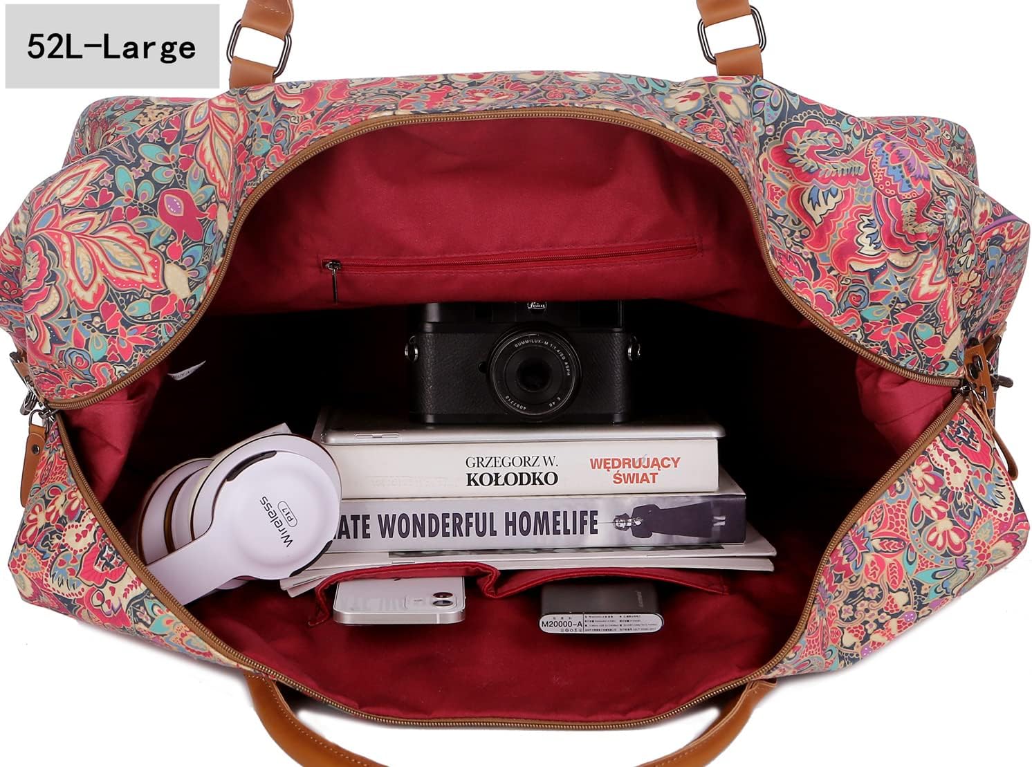 Oversized Pretty Women's Travel Duffel Bag 52L Weekend bag Weekender Overnight Carry on Luggage HB-15 (HS) - Image 5