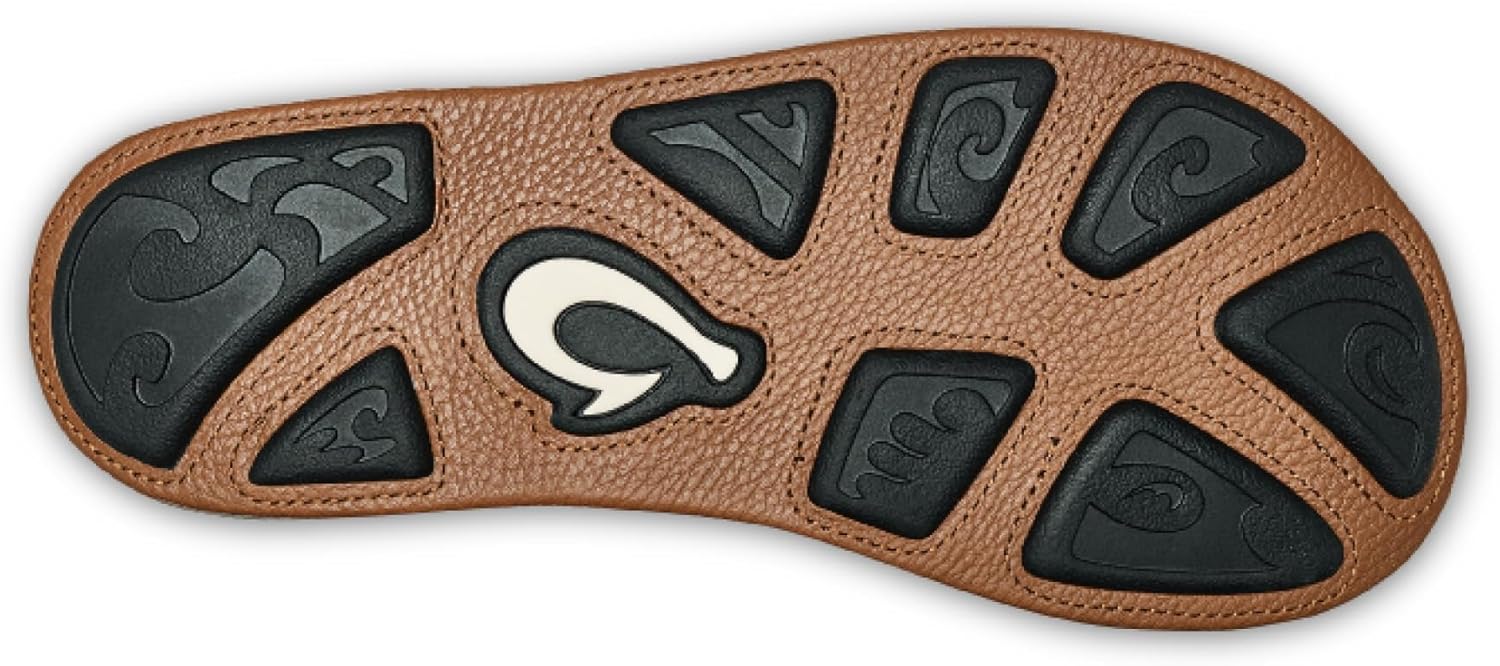 OLUKAI Hiapo Men's Leather Beach Sandal, Crafted Materials, Lightweight & Durable, All-Day Comfort & Support, Dark Java/Toffee, 8 - Image 5