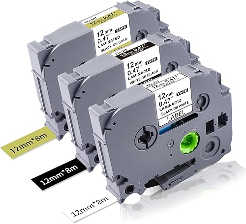Lonitul 3 cintas de etiquetas TZ de 0.47 pulgadas compatibles con Brother Ptouch TZe-231 335 831, cinta para etiquetadoras de 0.472 in, 0.47