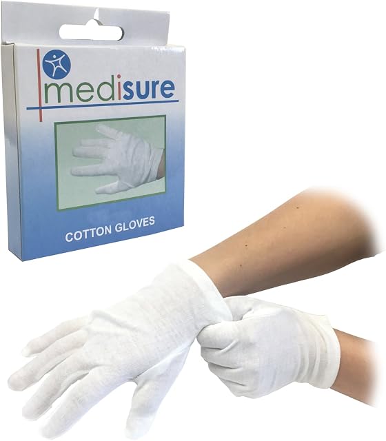 3 Pairs of Small MEDISURE White MOISTURISING Eczema Lining Individually Boxed 100% Cotton Gloves