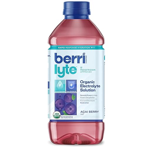 Berri Lyte - Solución de electrolitos orgánicos a base de plantas bebida de rehidratación pediátrica sabor a bayas de acai bajo en azúcar 1 L 4