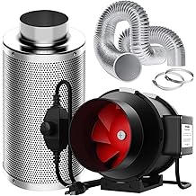 VIVOSUN Grow Tent Ventilation System, 6 Inch Inline Duct Fan with Speed Controller, 6'' Carbon Filter, and 16ft. Ducting Combo, Air Cooling and Filtration Kit for Grow Tent, Hydroponics
