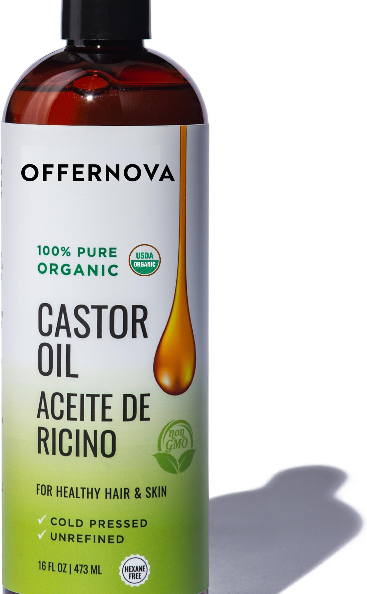 Aceite de Ricino Castor 100% PURO y ORGANICO - Para el Cabello Cejas Pestaas Piel Artritis - Libre de Quimicos - Aceite de Higuereta