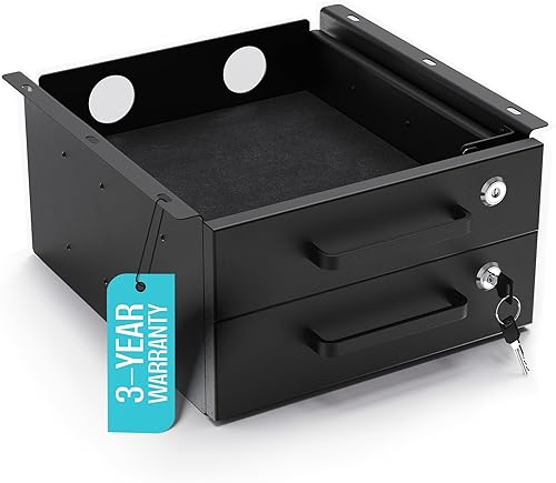 Cajón deslizante para debajo del escritorio, cajones de almacenamiento de metal con cerradura con organización de cables para oficina y hogar