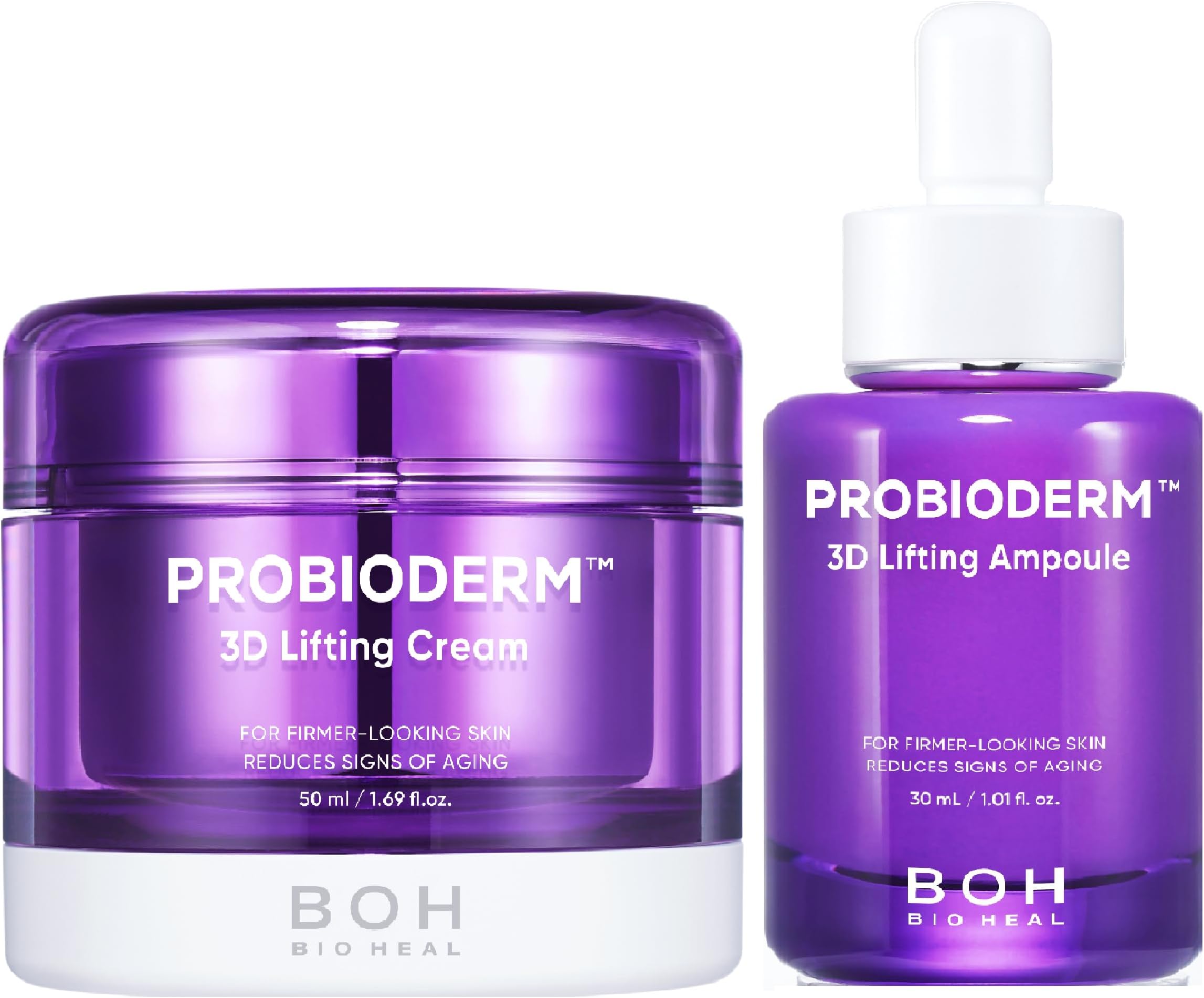 Probioderm 3D Lifting Cream + Ampoule Set Probioderm 3D Lifting Cream 1.7 fl oz | Advanced Korean Anti-Aging Probiotic Night Moisturizer and Serum for Fine Lines and Wrinkles