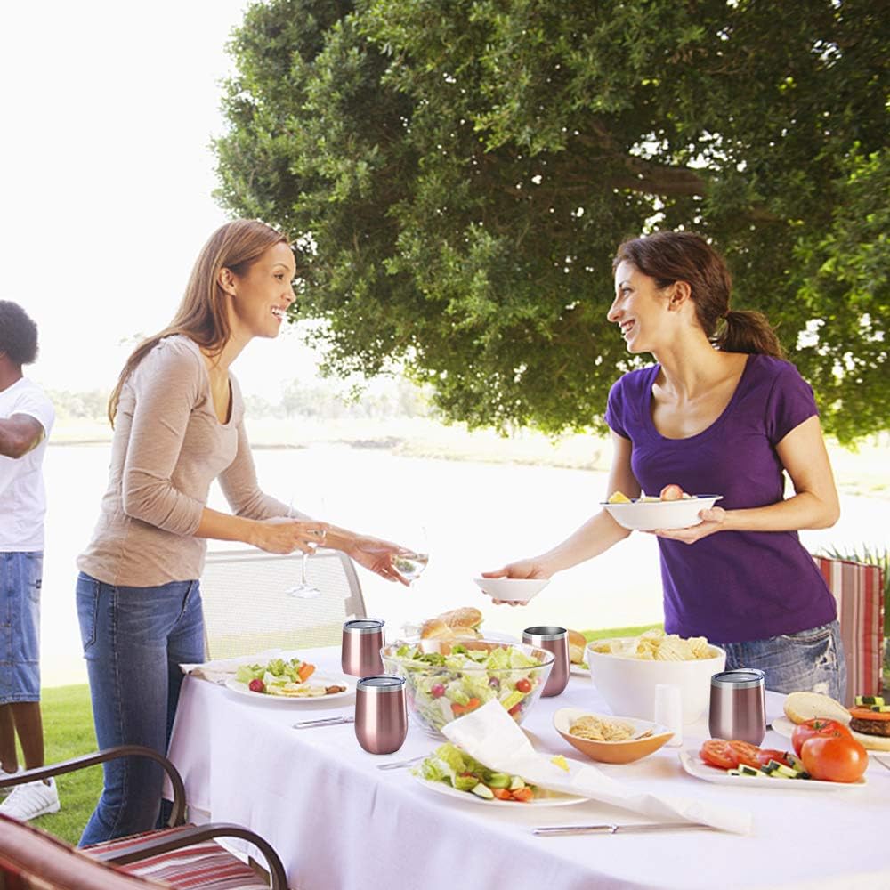 MEWAY 12oz Wine Tumbler Mix Color 4 Pack Bulk Gifts for Women, Vacuum Stainless Steel Travel Mug with Lid,Insulated Stemless Wine Cup Glass for Coffee,Cocktails,Drinks(Mix,Set of 4) - Image 6