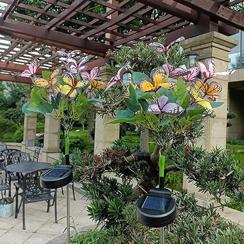 Miniatura 9 de 2 luces solares de mariposa para exteriores, luz de flores artificiales, decoración del hogar, lámpara de árbol de mariposa IP65, impermeable, luces