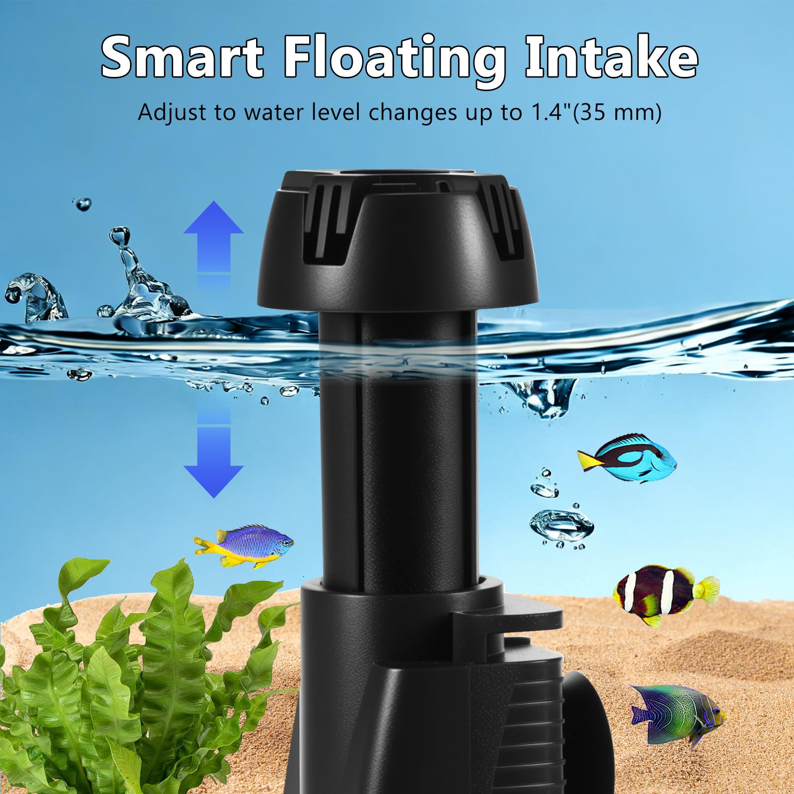 300 L/H 3 W Aquarium Skimmer para acuarios, peceras de superficie, filtro de acuario con esponja orgánica y ventosas, skimmer superficial, eliminador de película de aceite, adecuado para agua — view 4