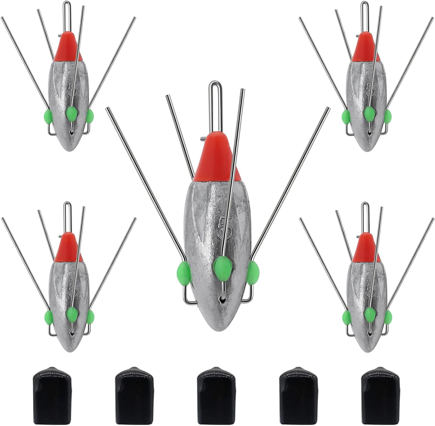 5 Pcs Sputnik Sinker Fishing Weights Lead Fishing Equipment Long Tail Surfing Casting Spider Sinkers for Catfish Saltwater Beach Sand Ocean