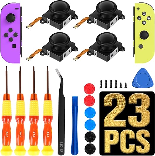 Amazon ２３枚セット ジョイコン修理セット Joy Conスティック 用修理 任天堂スイッチ交換用パーツ 初心者対応 Switchコントローラー 修理キット ゲームソフト