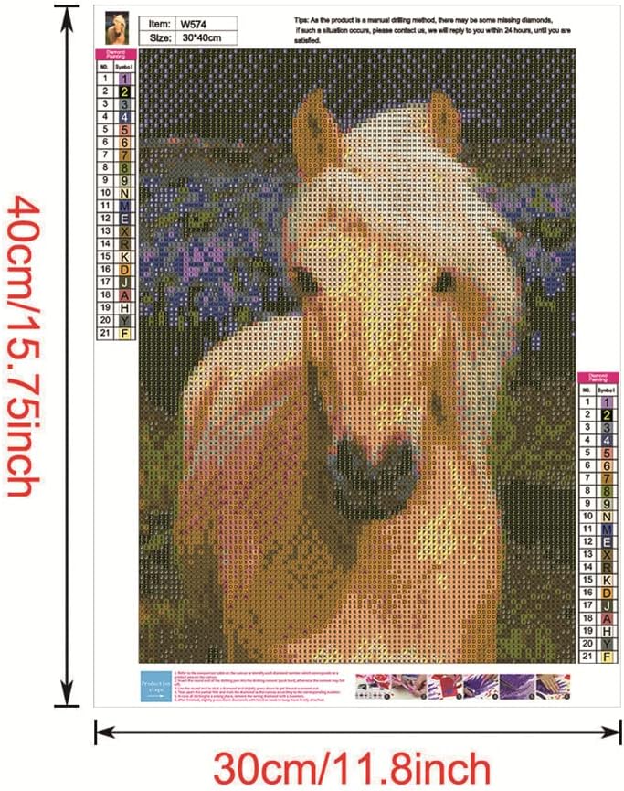Diamond Painting Kits with Tools, Meecaa Horse Animal DIY 5D Full Drill Cross Stitch Diamond Mosaic Art Crafts 30x40cm (Horse) - Image 3