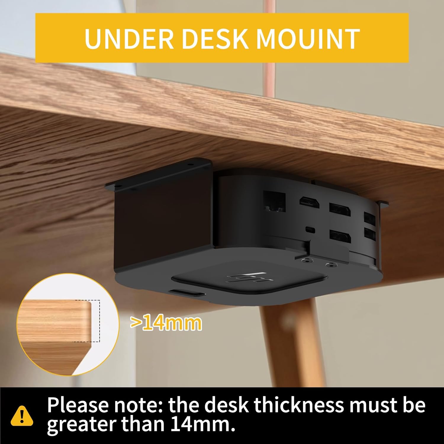 Under Desk Mount for Dell WD19 / WD19S / WD19TB / WD19TBS / WD19DCS / WD22TB4/UD22 Docking Station + Power Bricks(for Original180W & 130W) and Under Desk Mount Holder for HP USB-C Dock G5