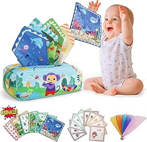 Giocattolo Montessori Scatola Dei Fazzoletti - Sensoriale Per Bambini 6-12 Mesi, Con Sciarpe Colorate - Foto 6