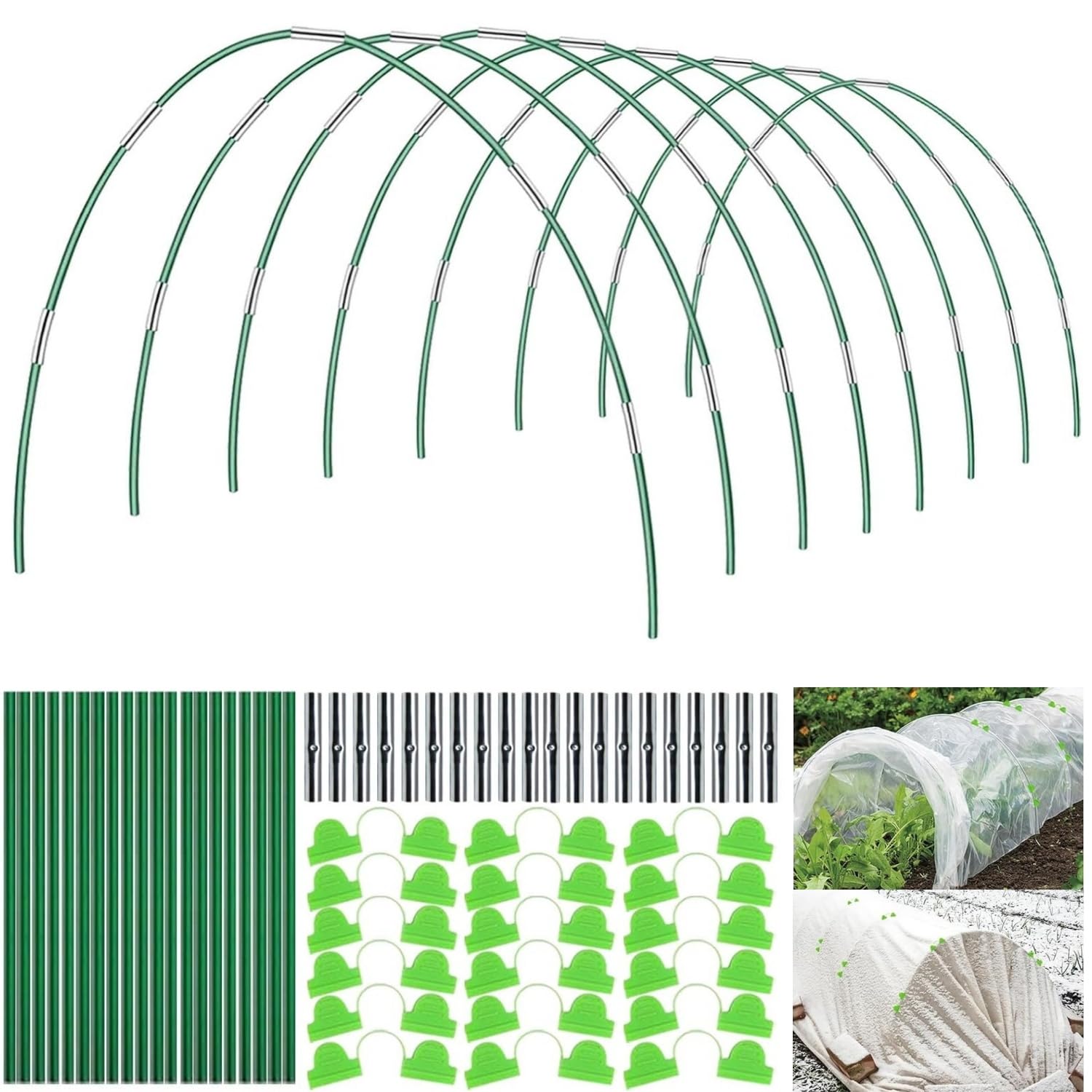 Cerchi da Giardino per Serra, 48 Pezzi Tunnel per Piante da Giardino, Archi per Serra da Giardino, Strutture per Serre a Tunnel, Pneumatici per Serra, Greenhouse Tyres, Garden