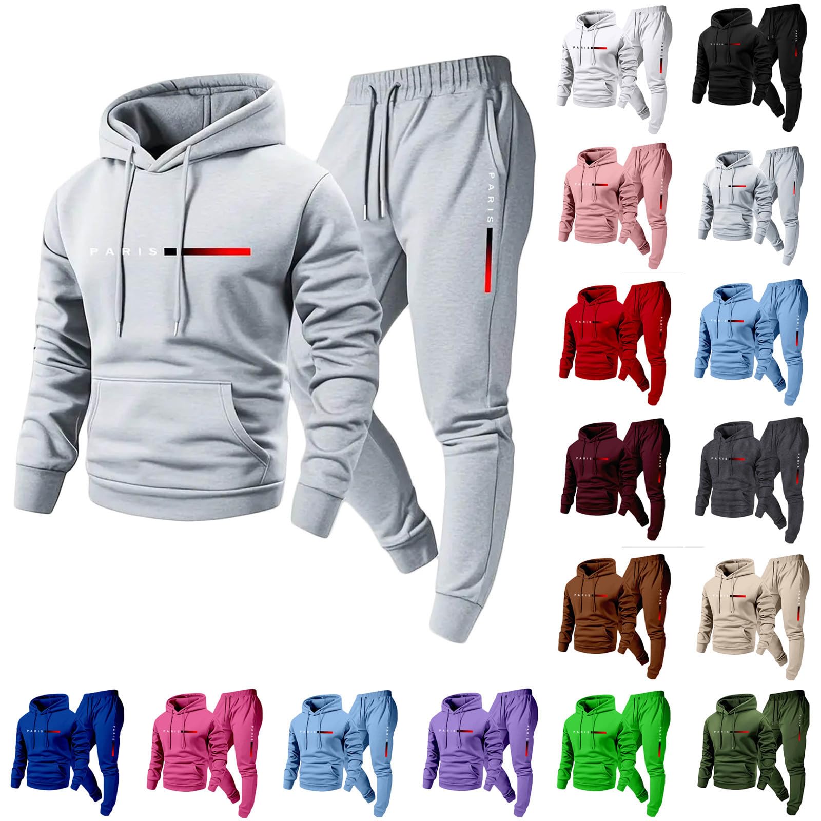 gsatuba Sweatsuits For Men 2 Piece Hoodies And Joggers Set Casual Athletic Sweatpants Hooded Sweatshirt Track Suit