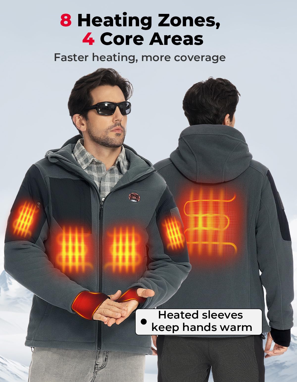 KEMIMOTO Chaqueta Moto Calefactable Hombre, con Mando a Distancia, Chaqueta Térmica Táctica Batería de 20000 mAh, 8 Zonas de Calentamiento