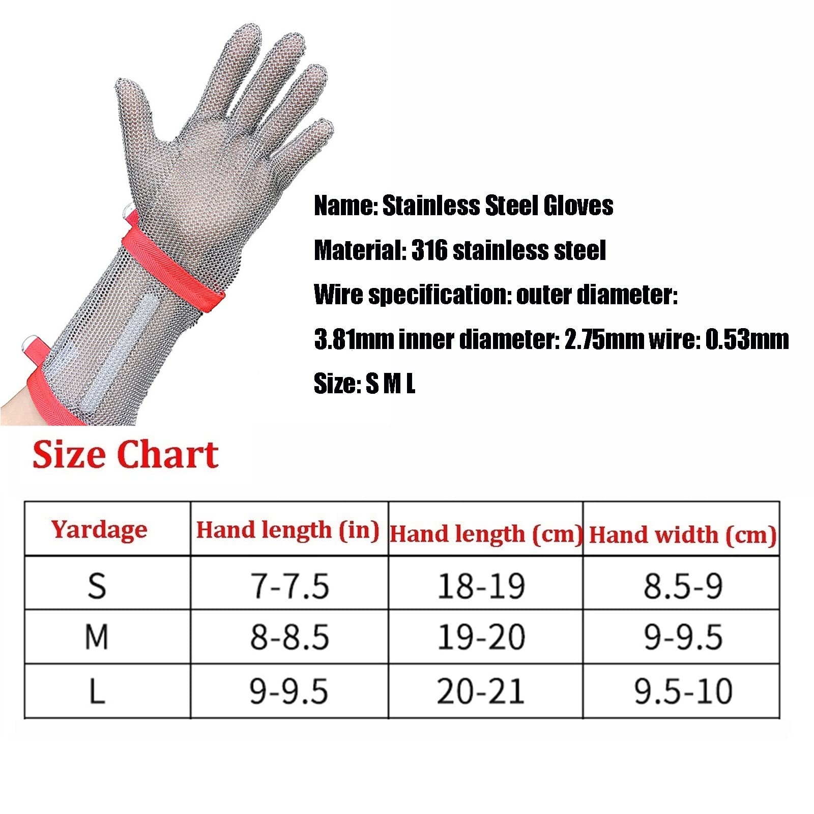 Guantes Resistentes al Corte de Acero Inoxidable de 32 cm de Acero Inoxidable, adecuados for Sacrificio, Cocina, jardín, Guantes de Estudio de Aventuras al Aire Libre