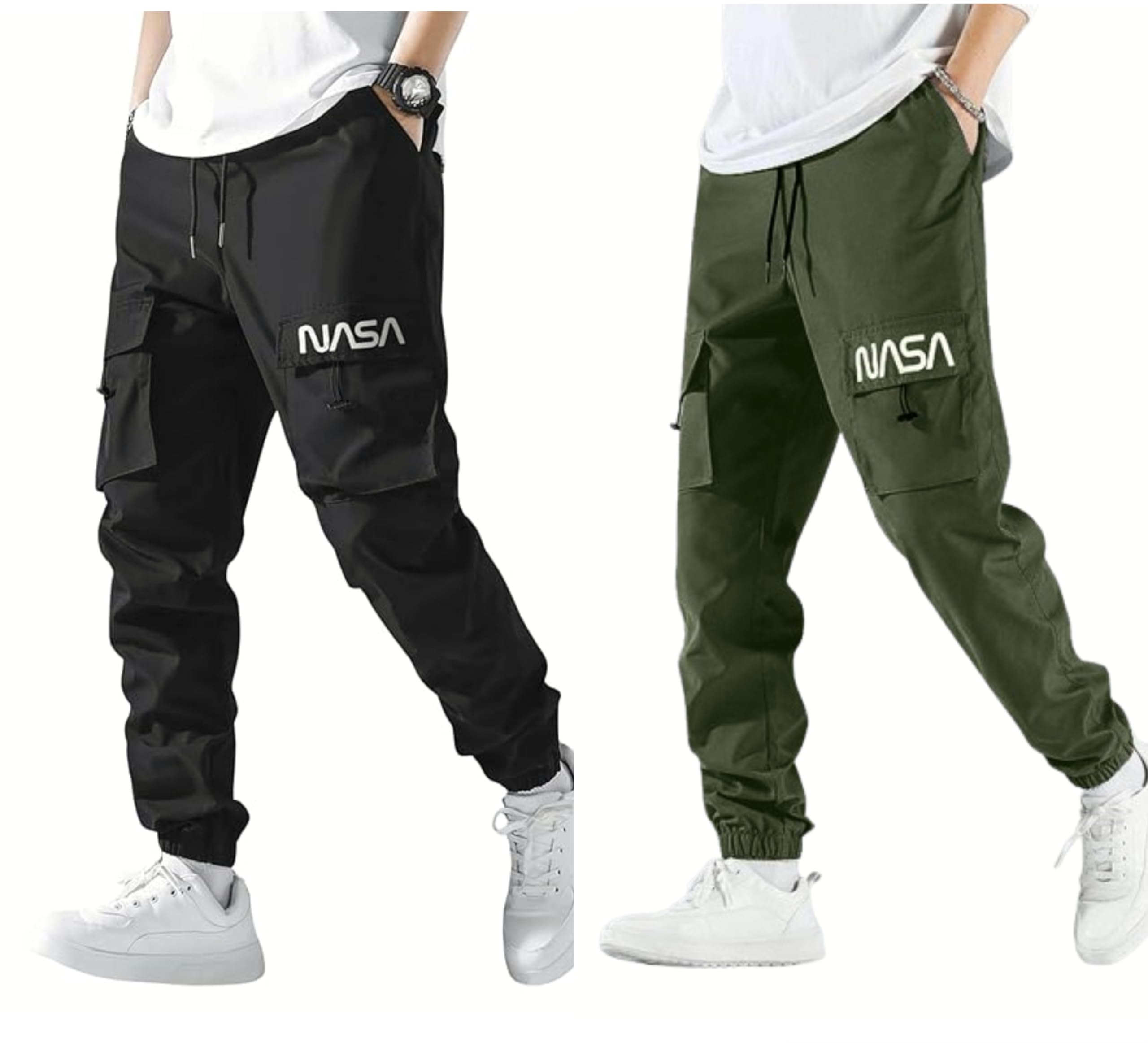 swastik aparels Swastik Apparels Men's NASA Track Pant Combo | Track Pants | Lower | Joggers | Combo of 2 | Pack of 2 Pant | Cargo Pant (BLK+GRN)-picture-23
