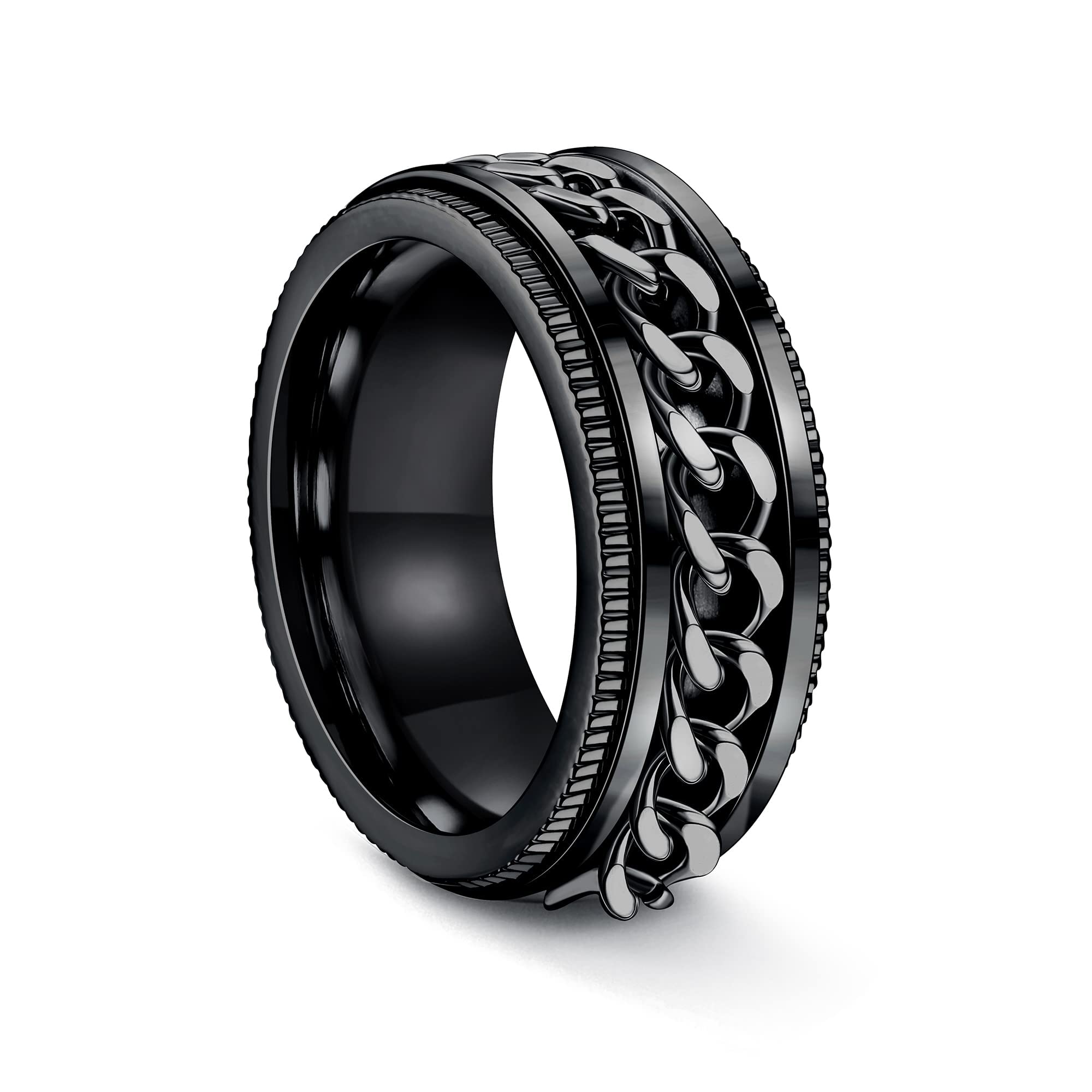 CASSIECA G23 Anillos Titán para Hombre 8mm, Anillo Carburo Tungsteno Negro, Titan Anillo Boda Anillo Compromiso para Hombre Talla 9-30