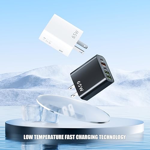 Miniatura 6 de Cargador de pared USB C, bloque de carga rápida de 65 W, 5 puertos, cargador USB C de doble puerto PD+QC, enchufe de pared multipuerto tipo C,
