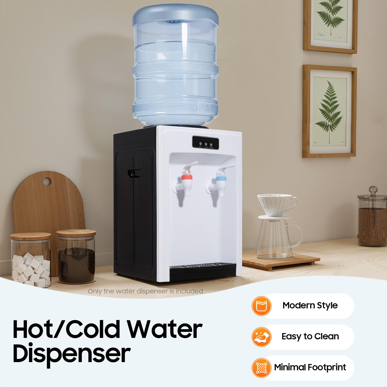 Elektryczny dystrybutor wody z chłodzeniem, automatyczny dozownik wody, dozownik wody na gorąco i zimno, do biura, domu, 550 W, temperatura ogrzewania ≥ 194°C, temperatura chłodzenia ≤ 59°F