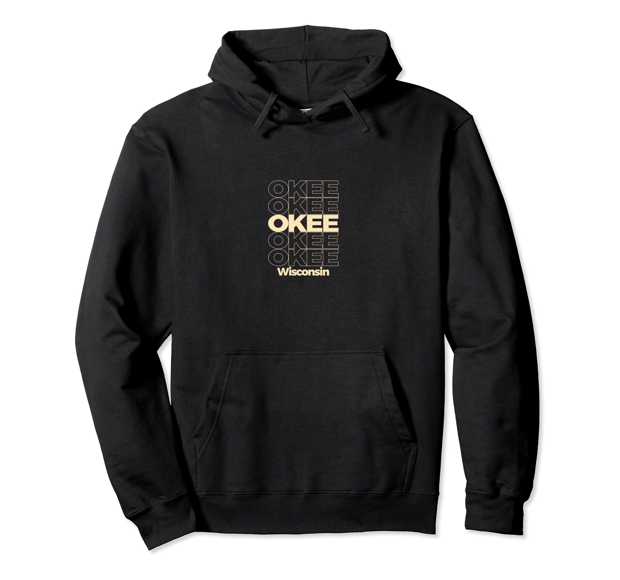 Vintage Okee, Wisconsin Repeating Text Pullover Hoodie