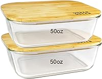Vista 8 de Urban Green Recipiente de vidrio para alimentos con tapa de bambú, juego de recipientes herméticos para almacenamiento de alimentos, recipientes