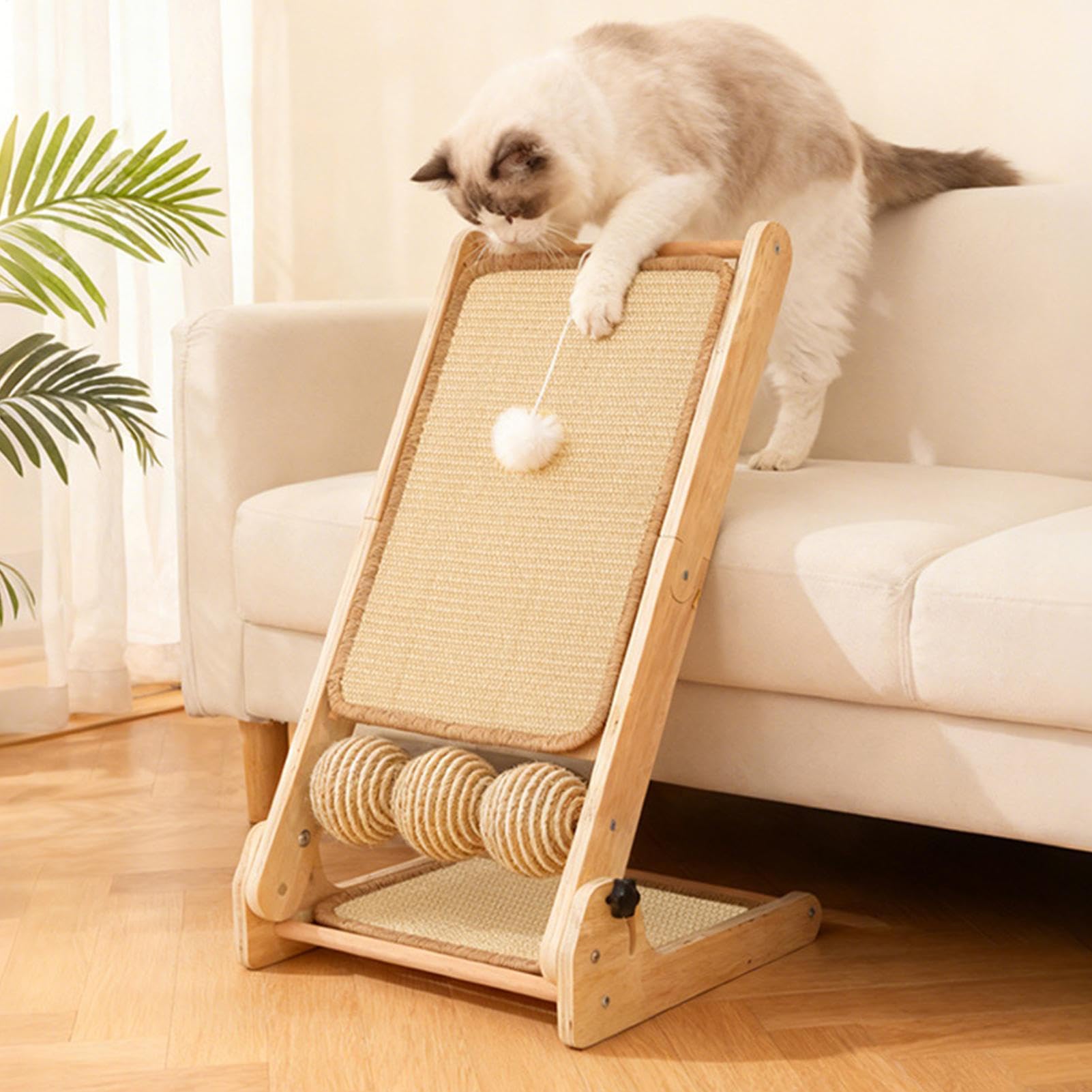 Tabla rascadora para Gatos Juguete Plegable en L | Tabla Vertical de Sisal para Gato para su en comedor, sala de estar, porche, dormitorio y balcón