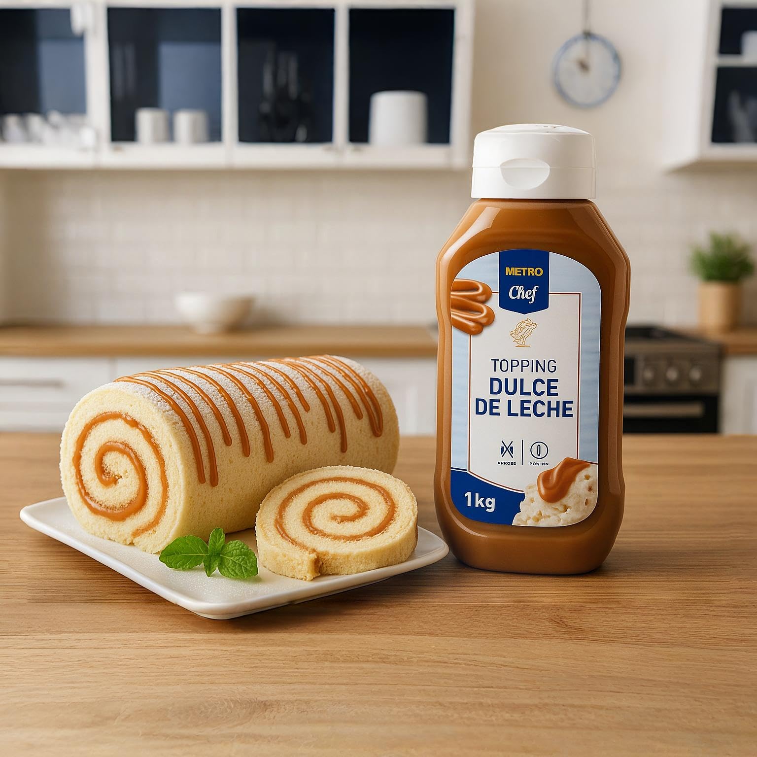 METRO Chef Dulce de Leche Premium Topping 1,2 kg Sin Gluten - Ideal para Creps, Gofres y Helados