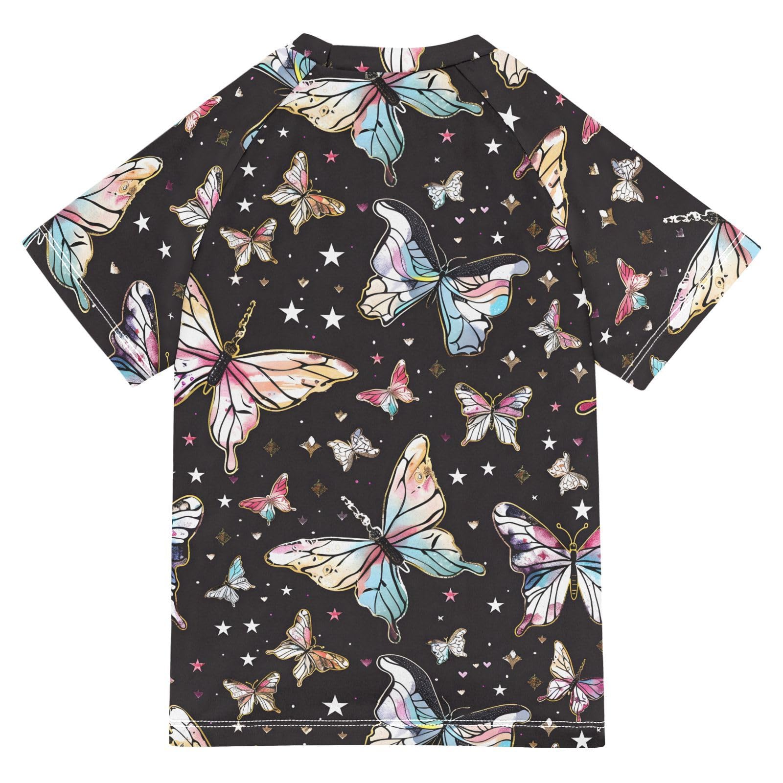 Boys Rash Guard Short Sleeve Swim Shirts for Boys Butterfly Dreamy Sun Protection 7-8T