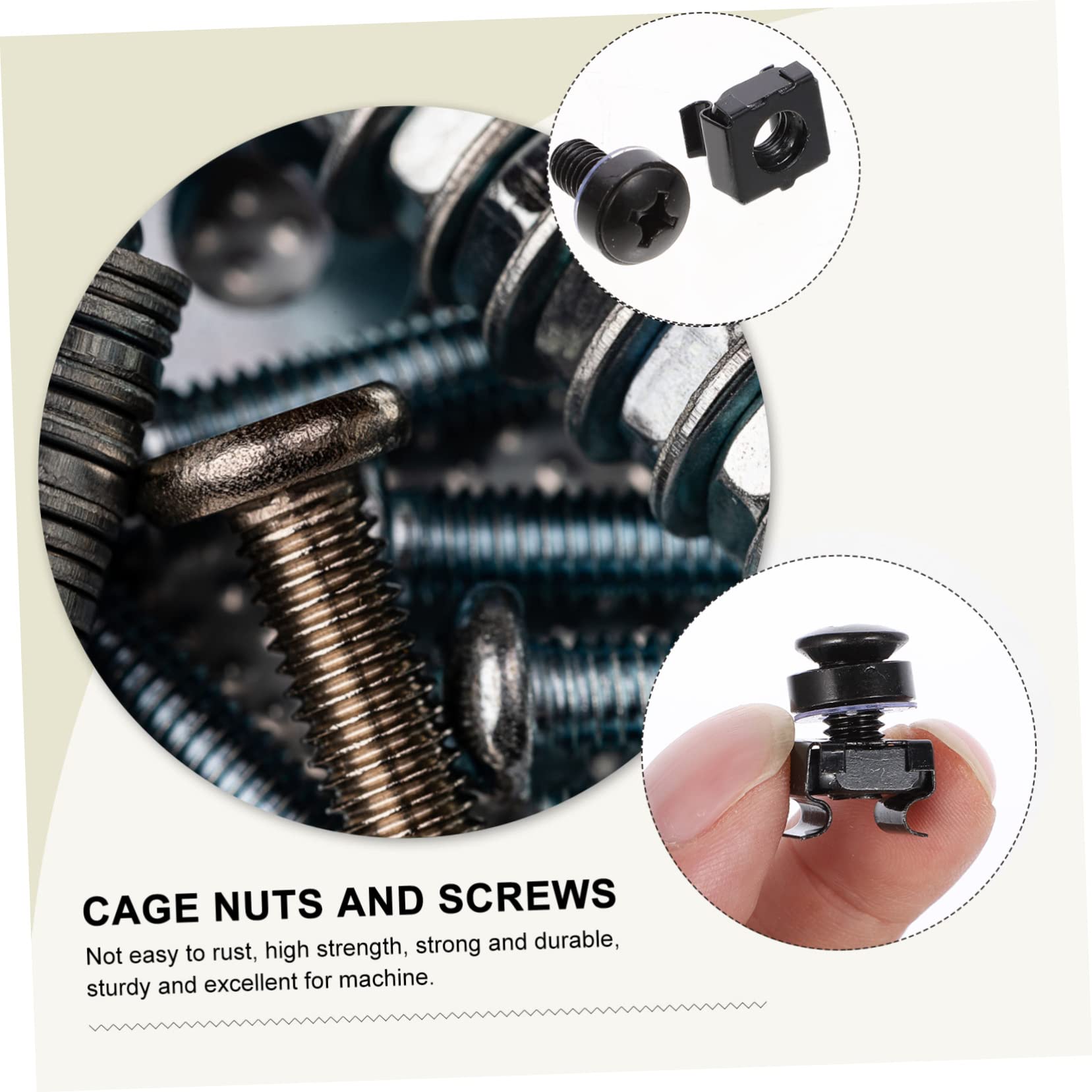 KICHOUSE 50 Sets Cage Nuts with Screws for Machines Floating Cage Nut and Crown Screws 50pcs Zinc Ideal for Server Racks Cabinets and Equipment Assembly