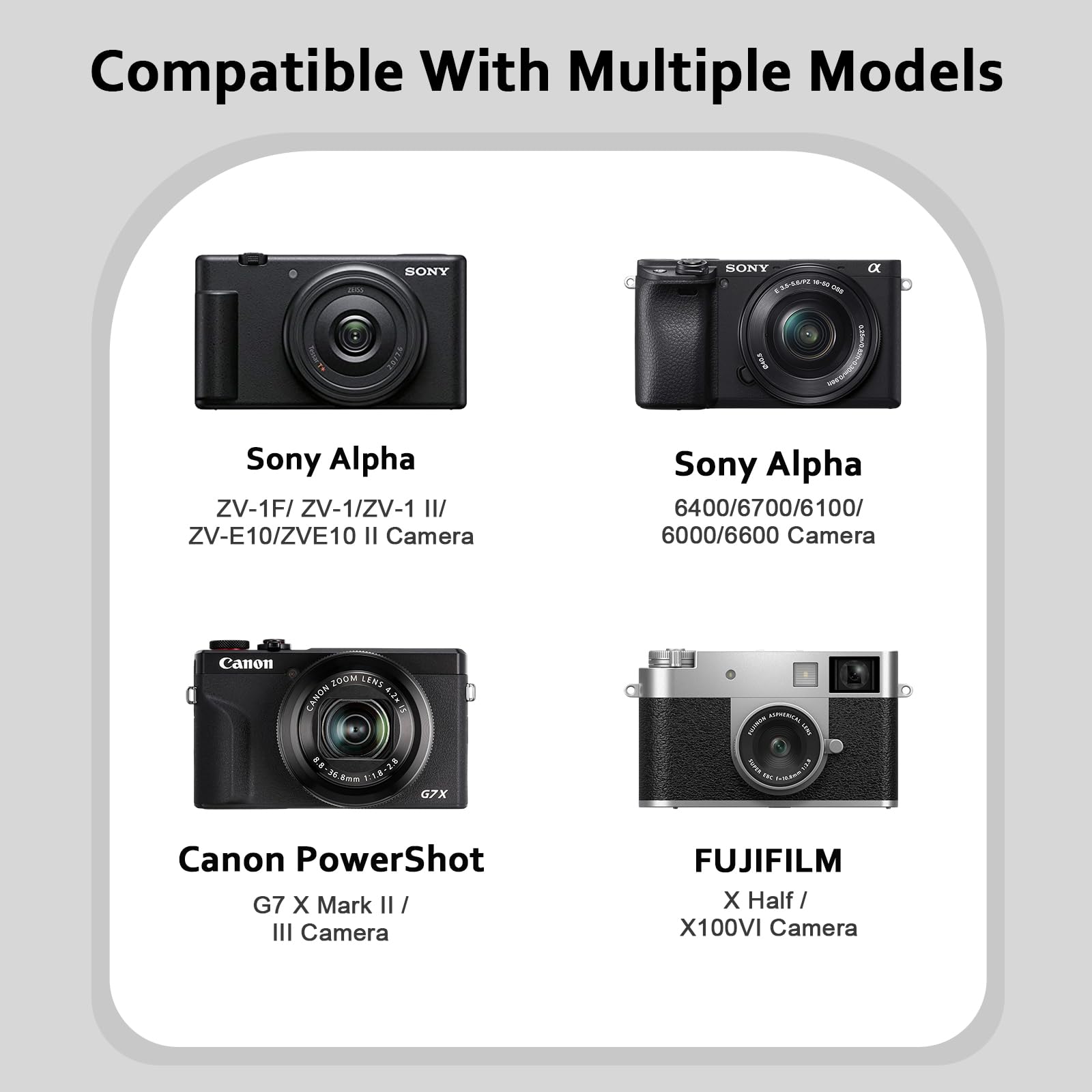XANAD pour Compacts Hybrides Sony Alpha 6700, 6400, 6100, ZV-1, ZV-1 II, ZV-E10, ZV-E10 II, ZV-1F et FUJIFILM X100VI, X-HF1 - Compartiments Amovibles renforcés (Noir)