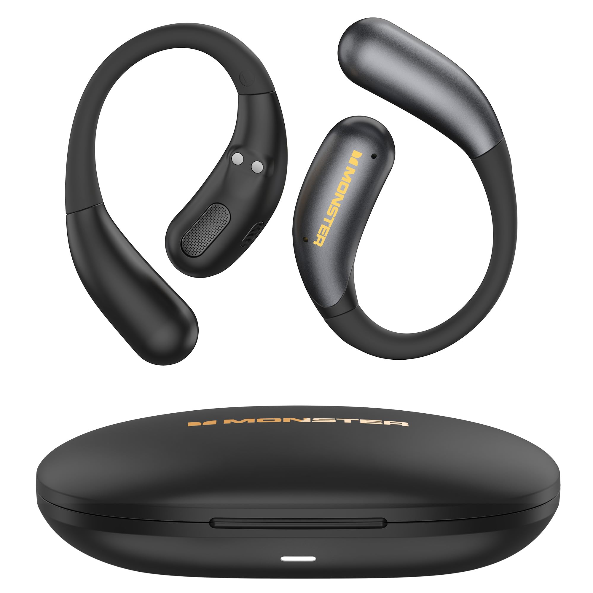 Monster Open Ear Earbuds AC229, Wireless Earbuds with 40H Playtime, Fast Charging, BT6.0 Touch Control Open Ear Headphones, Earhook Earphones with Microphone, Lightweight for Running, Black