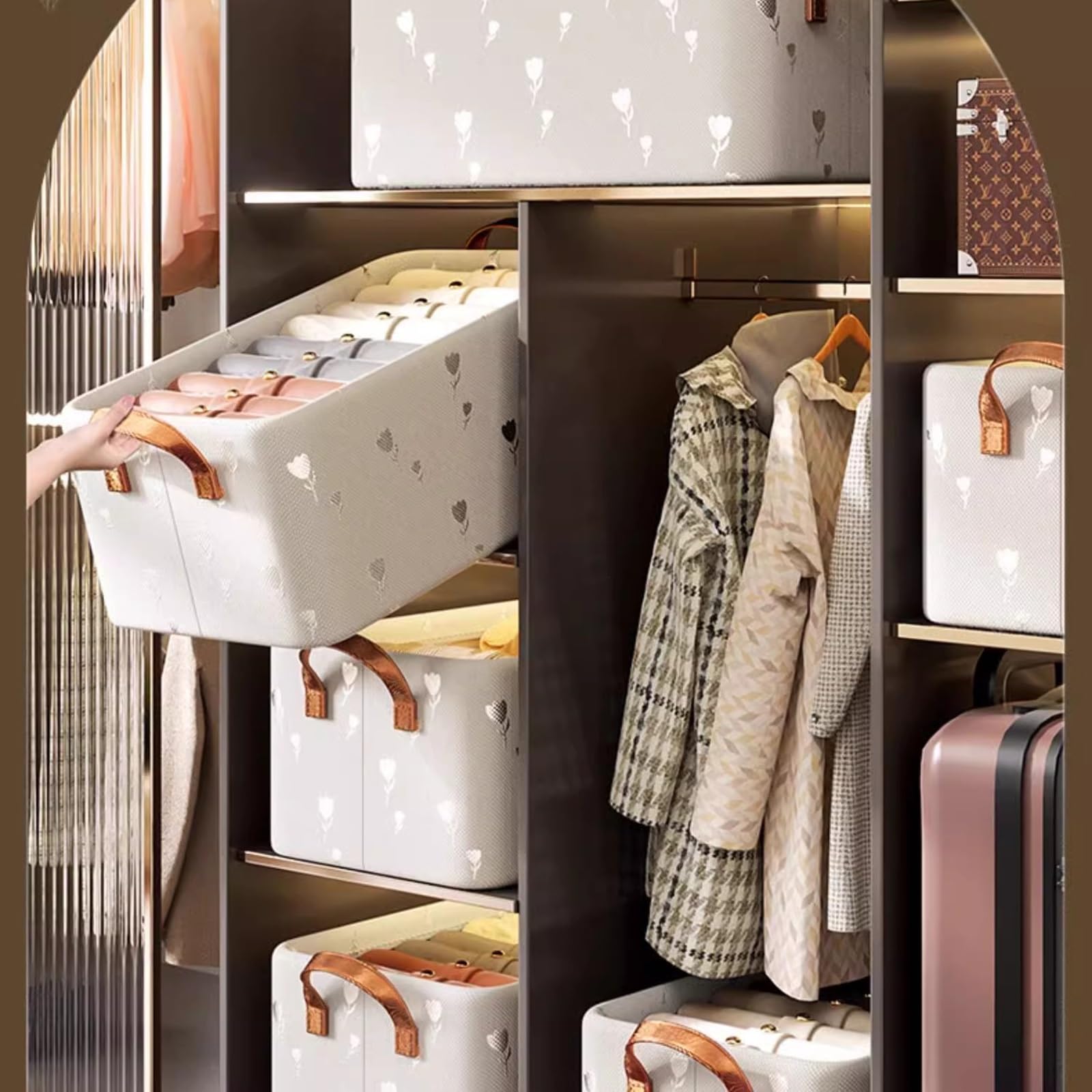 Organizador de cajones para Ropa Interior, Caja de Almacenamiento de Calcetines, Separador de Sujetadores, Armario y Ropa con estantes de Soporte para Vaqueros, Camisetas y Pantalones.