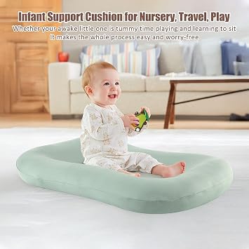 Baby Tummy Time Mat, Blue | Portable Infant Support Cushion With Removable Cover, Home & Travel, Soft Breathable, Supervised Use, Baby Essentials Gift